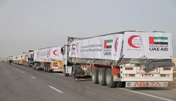 دخول 214 شاحنة مساعدات إماراتية إلى غزة منذ فتح المعابر