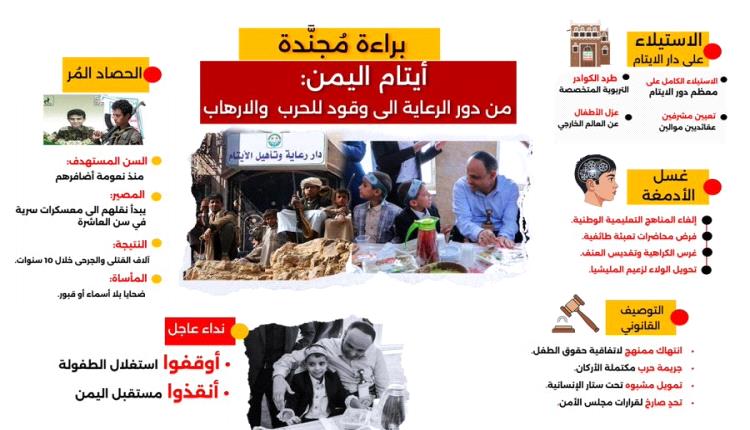 الحكومة تكشف مآسي الأيتام بصنعاء: مصانع موت وغسل عقول الأطفال وقودًا لحروبهم القذرة