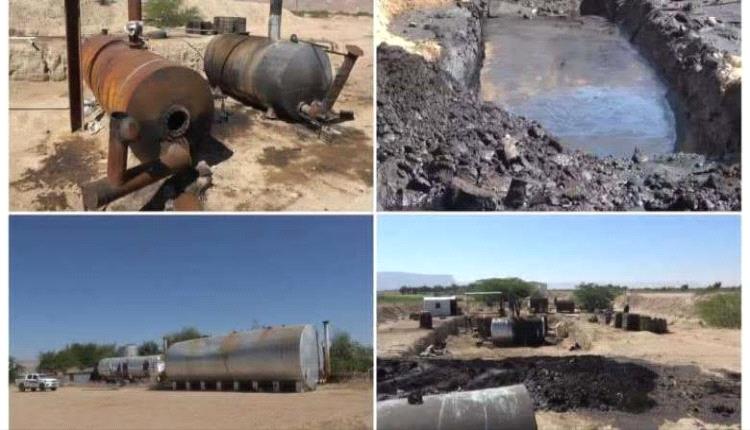 شاهد.. القوات الجنوبية تكشف مصفاة نفط عشوائية جديدة داخل مزرعة خاصة في الخشعة