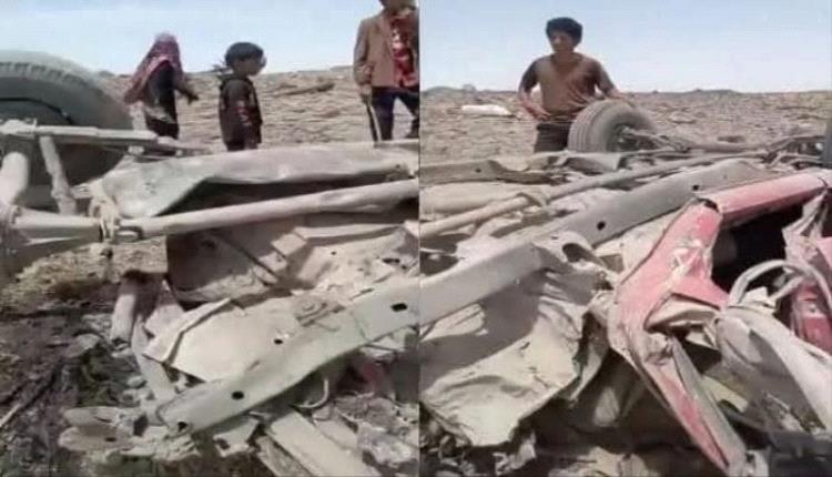 لغم حوثي يحوّل مركبة إلى تابوت مشتعل في البيضاء