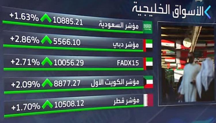 الأسواق الخليجية ترتفع بقوة بعد إعلان ترامب وقف إطلاق النار