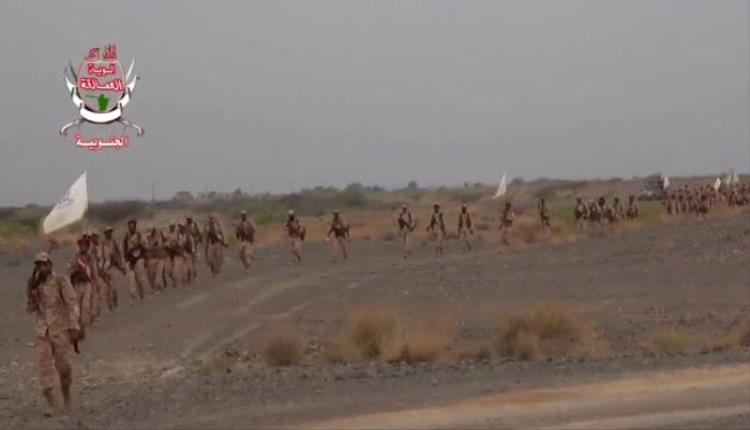 مسير عسكري صاعق لقوات العمالقة: تدريب ناري على الجاهزية الكاملة وسط التضاريس القاسية
