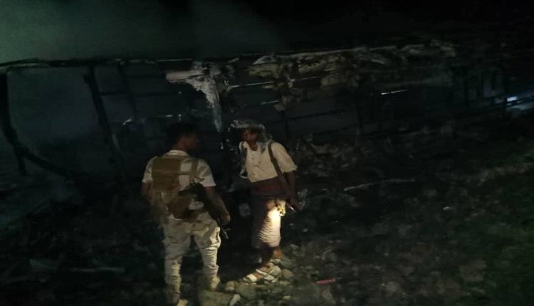 أمن أبين يكشف سبب فاجعة احتراق باص النقل الجماعي وينشر كافة تفاصيلها