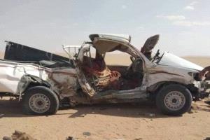 4 شبان من أسرة واحدة يلقون حتفهم بحادث صحراوي مروع بالجوف