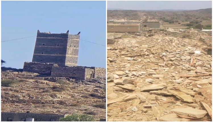 الحوثيون يفجرون أحد أشهر المعالم التاريخية في البيضاء