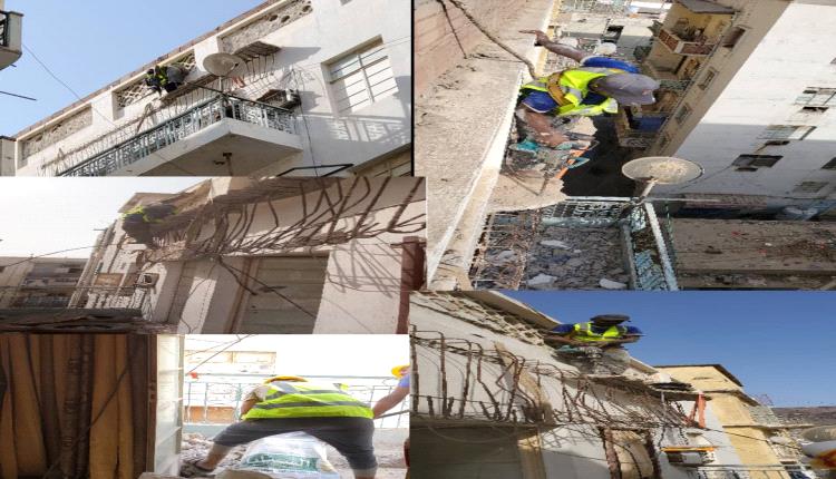 استجابة سريعة لإزالة الخطر من عمارة سكنية بالمسرح الوطني في التواهي