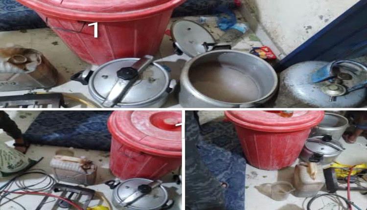 الأمن يضبط معمل سري لتصنيع الخمور المحلية في تعز ويضبط 3 متهمين 