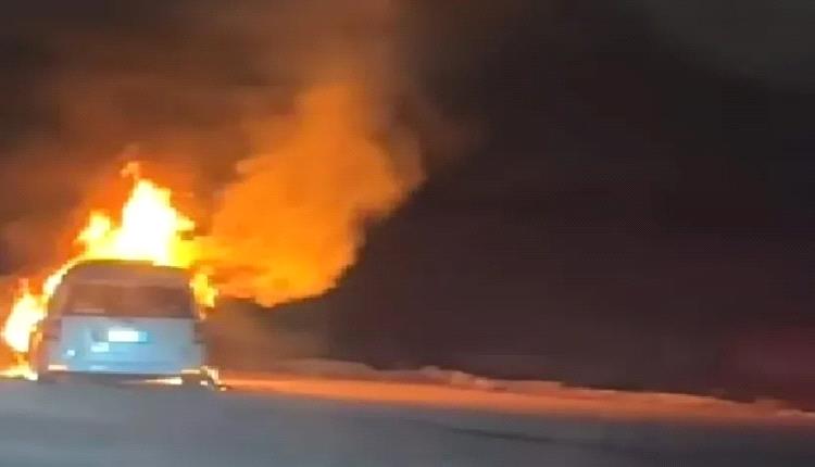 احتراق حافلة ركاب بالكامل في المكلا