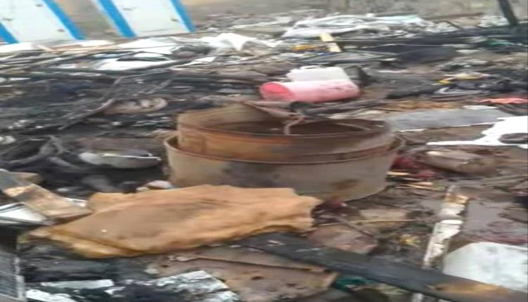  إصابة شخصين إثر حريق بمخيم للنازحين في الضالع