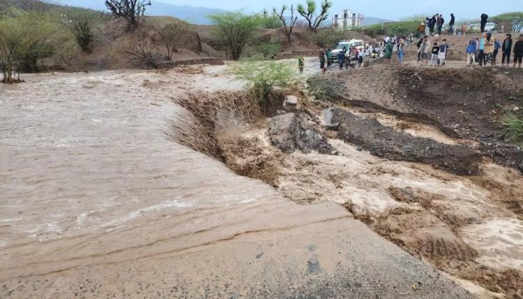 توقف حركة السير بين المخا وتعز جراء السيول الغزيرة