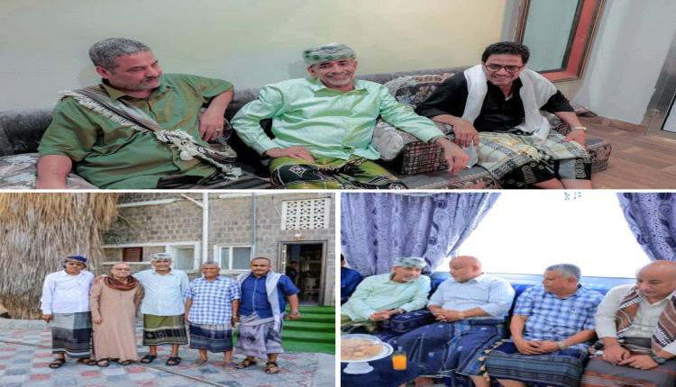 محمود الصبيحي يزور اسر الشهيدين علي عنتر وعلي هادي والفقيد سعيد صالح