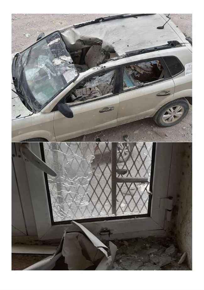 شاهد بالصور.. غارة لطيران الحوثي يدمر مدرسة وسيارة مواطن جنوب البلاد