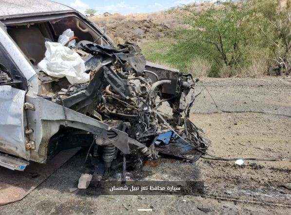 الحكومة: الهجوم الحوثي تم بطائرة مسيرة واستهدف سيارة محافظ تعز ودمرها