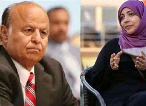 بعد وصفها لهادي بالخائن.. قائد الحماية الجسدية للرئيس السابق ونجله يصفعون توكل ومسؤول حكومي.. شاهد