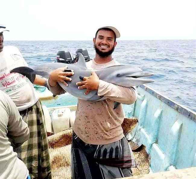 بعد احتضانه دولفين.. صياد يمني ينشر صورته مع سمك القرش حجمه كبير ويكشف أمور خطيرة عنه (صورة)