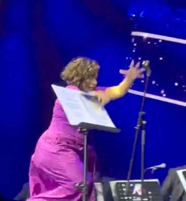 شاهد لحظة سقوط الفنانة شيرين على خشبة المسرح بقوة