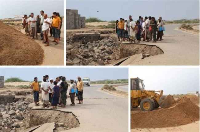بدء صيانة الطرق المتضررة بالسيول في الخوخة وحيس بتوجيهات من طارق صالح