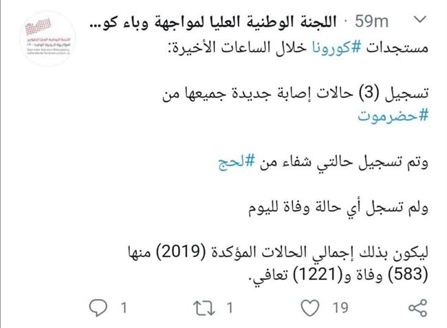 لجنة كورونا تعلن أخر مستجدات الإصابات اليوم الأربعاء