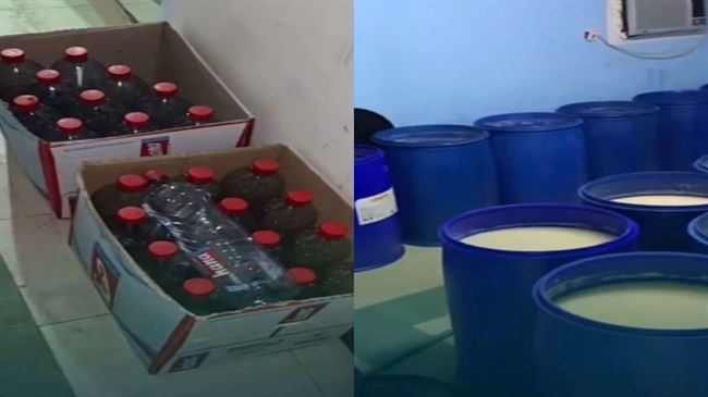 شاهد بالفيديو.. الأمن يداهم مصنع خمور بالرياض