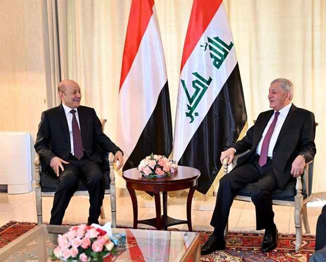 الرئيس العليمي يلتقي الرئيس العراقي