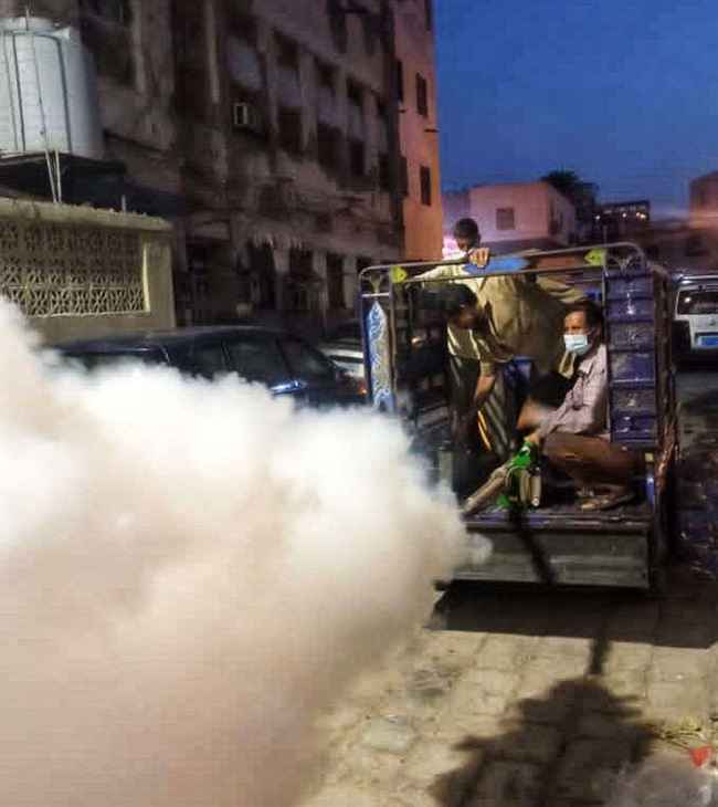 حملة رش ضبابي لمكافحة الحشرات الناقلة للأمراض بصيرة في عدن
