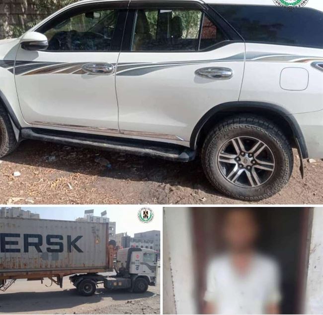 حزام عدن يضبط سائق فر بعد حادث مروري ويقبض على متهمين بسرقة شاحنة